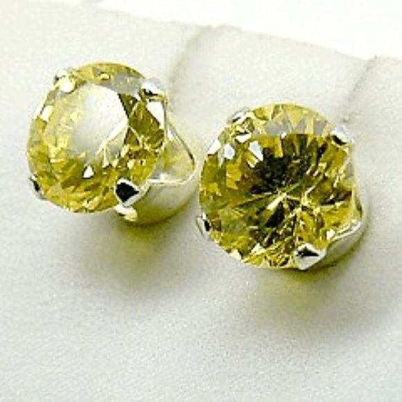 1.0 ctw Round solitaire citrine Silver earrings - Picture 3 of 3